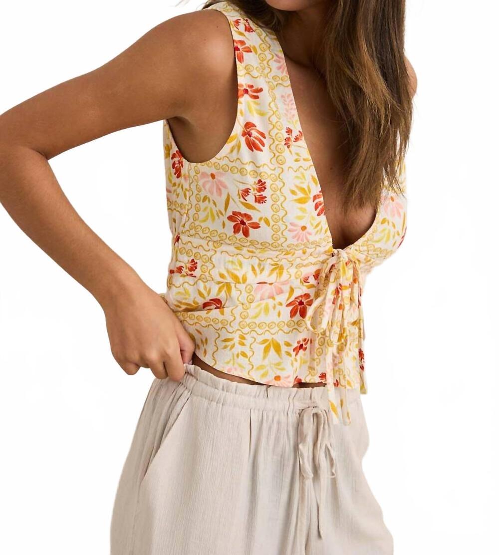 NEW RHYTHM. wildflower tie front top in white - Picture 4 of 4